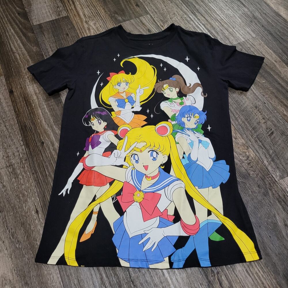 Sailor Moon Sailor Guardians Group Black T Shirt Size Small Y2k Anime